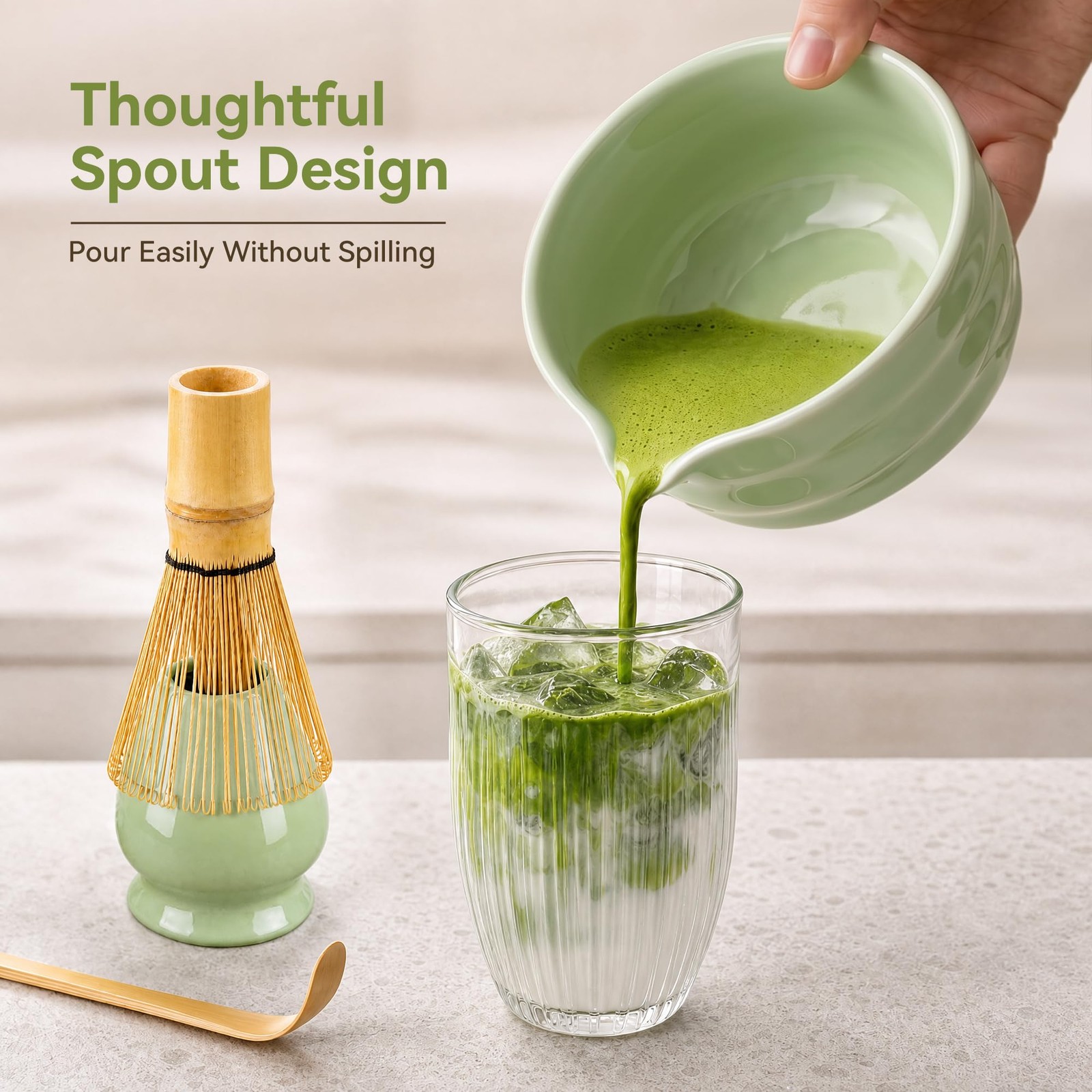 Matcha Whisk Set with Ceramic Bowl – Complete Matcha Making Kit, Bamboo Whisk…