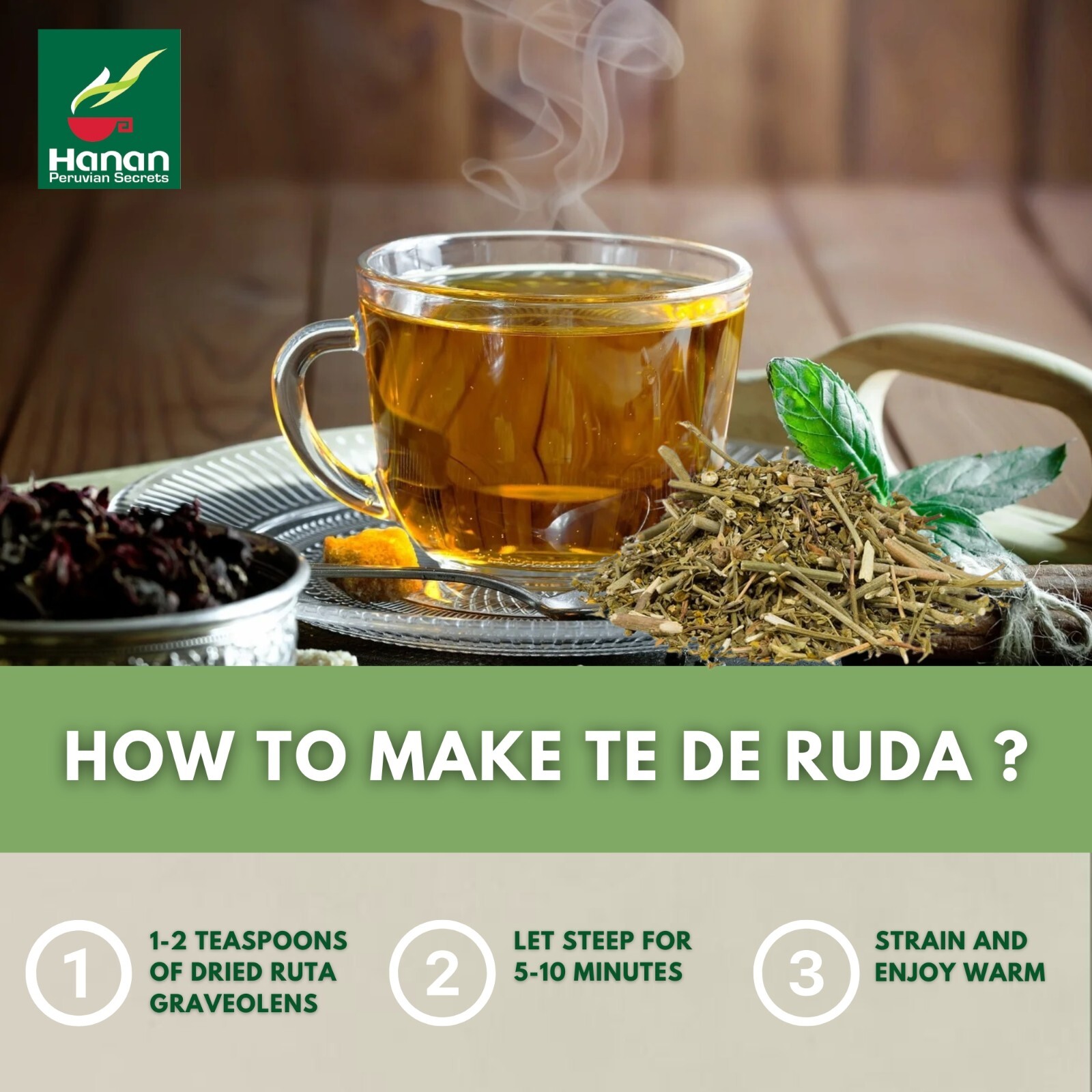 Hanan Ruda Herbal Tea 1.41 oz Rue Loose Leaf Herb of Grace from Peru