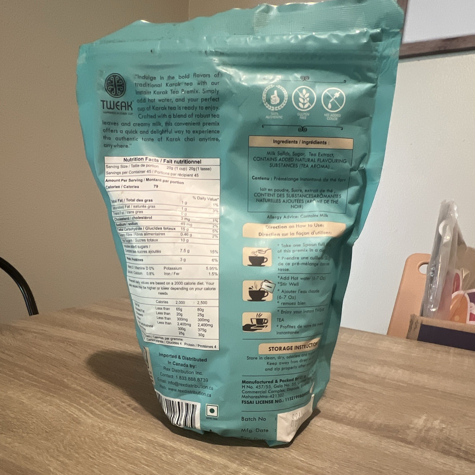 Tweak Instant Karak Chai Tea Premix, Low Sugar, 2 lb (Exp May 2026)