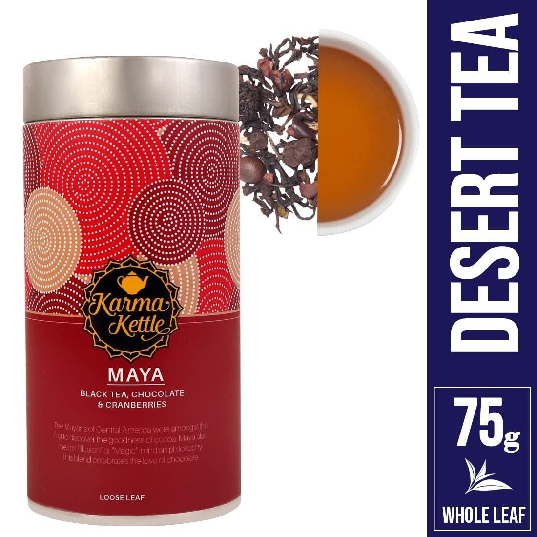 Karma Kettle Maya Chocolate Tea with Assam Black Tea, Choco chips, Coffee Beans,
