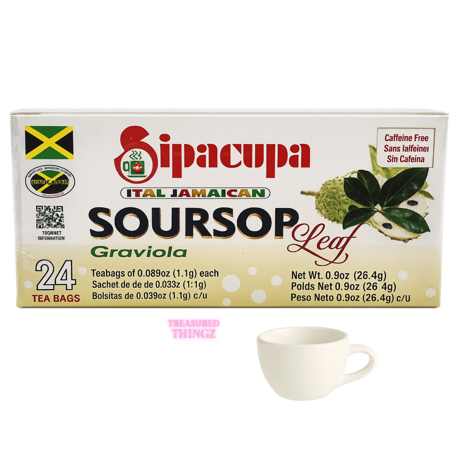 Jamaican Sipacupa Soursop Leaf (Graviola/Guanabana) 24 tea bags 1 box
