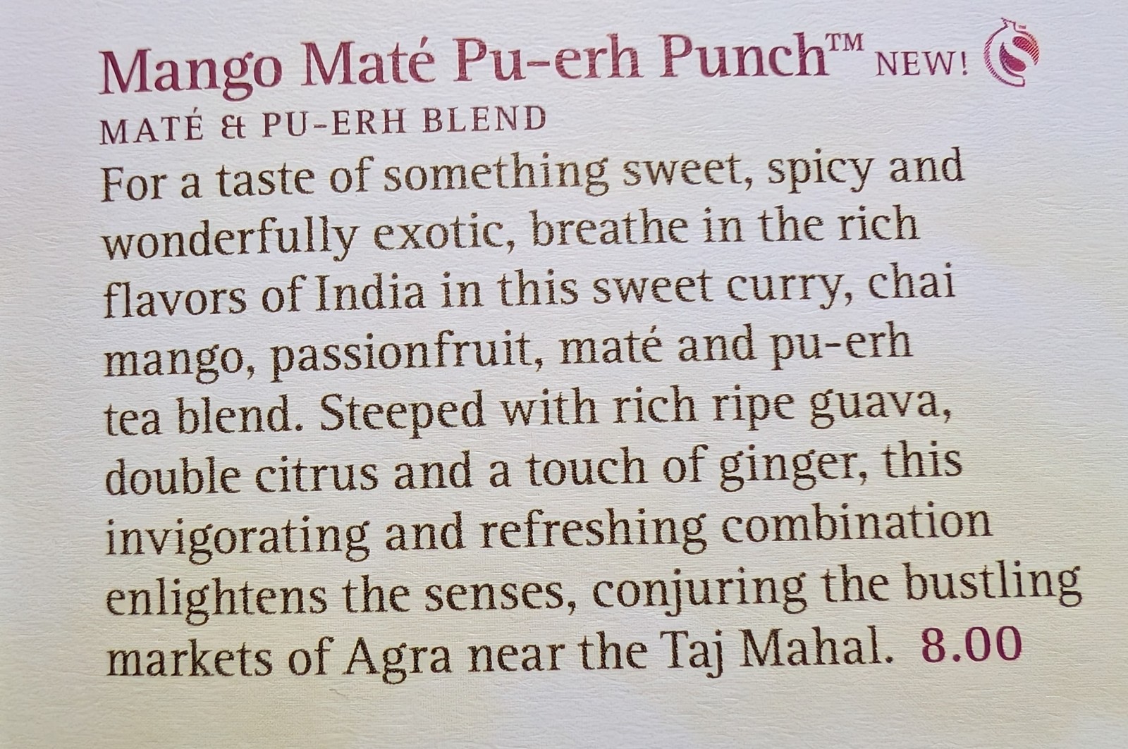 Teavana Mango Maté Pu-erh Punch – 2oz 56g SEALED