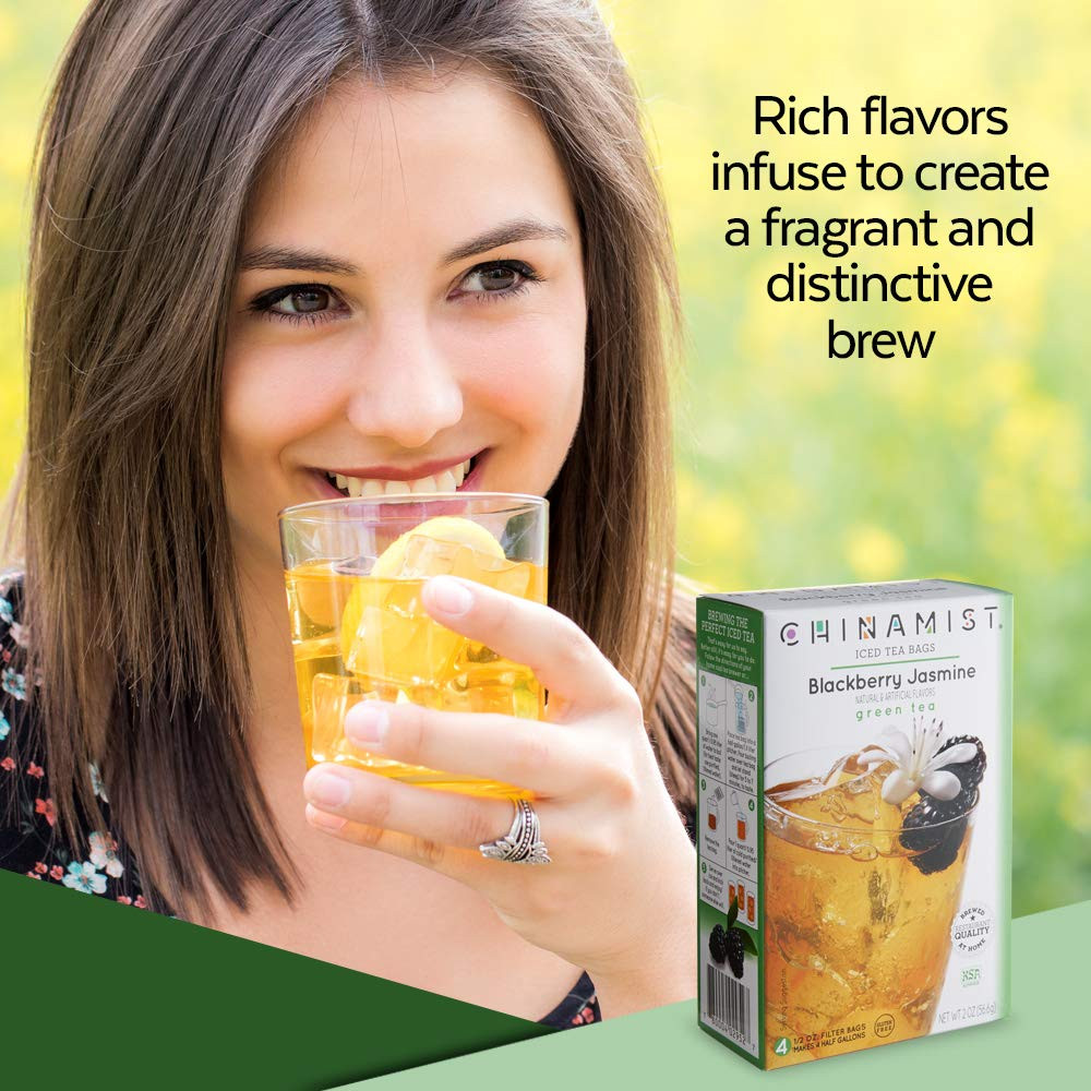 China Mist Green Tea Iced Tea Bags Blackberry Jasmine 4 Count Pack