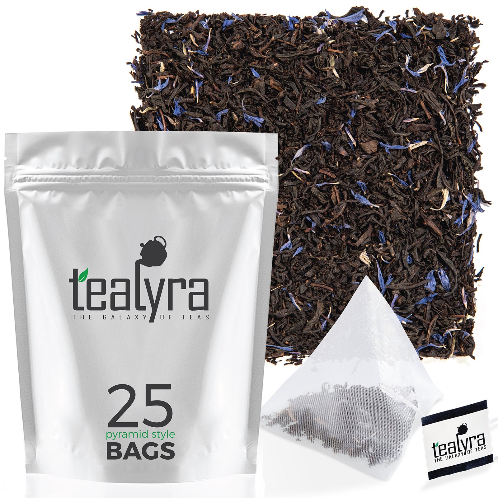 Cream Earl Grey Tea, 25 Sachets, 2-ounce, Pyramids Bags, Black Leaf, Vanilla