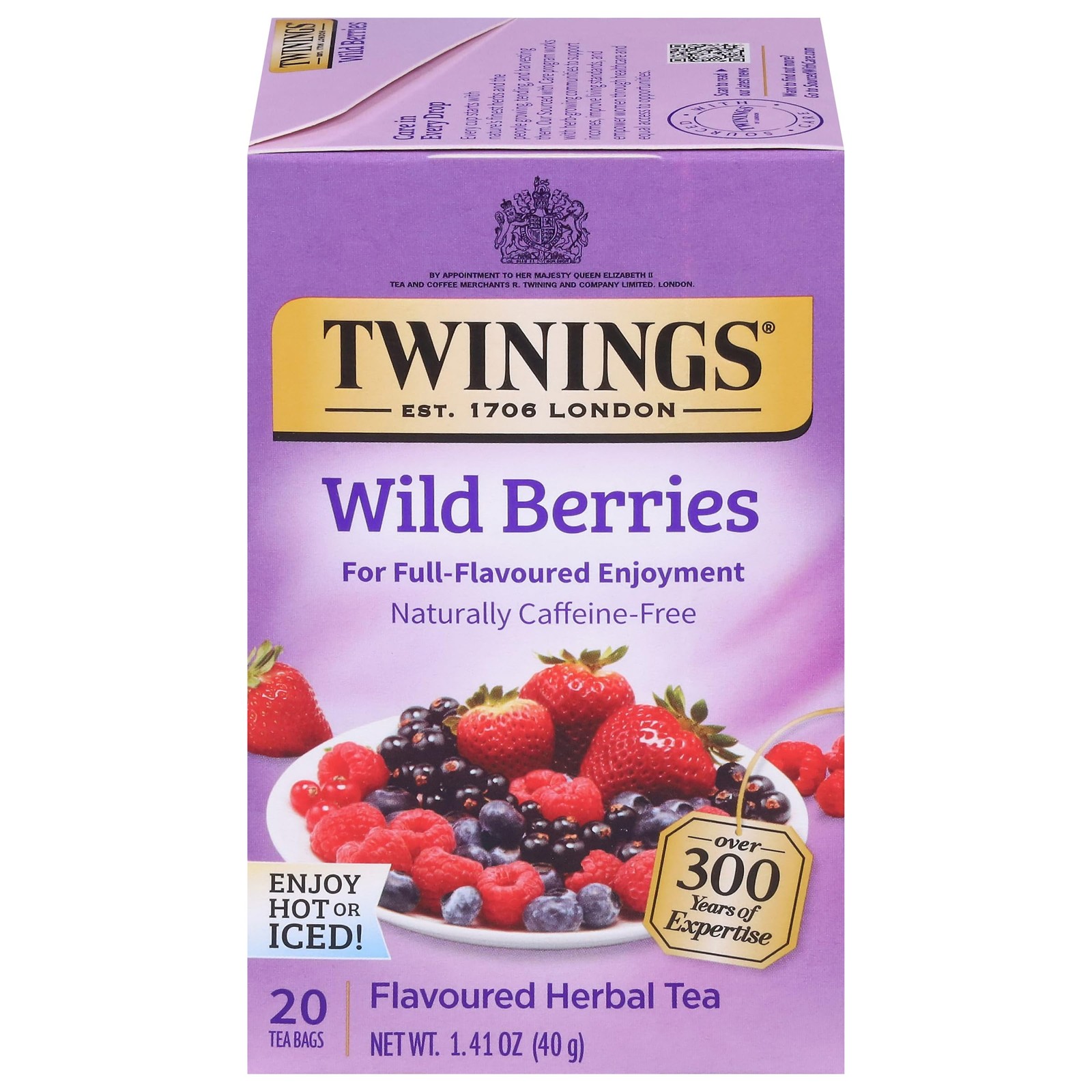 Twinings Wild Berries Herbal Tea 20 Count Caffeine Free Bedtime Tea Blend