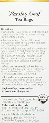 Celebration Herbals Organic Parsley Leaf Tea Caffeine Free, 24 Herbal Bags