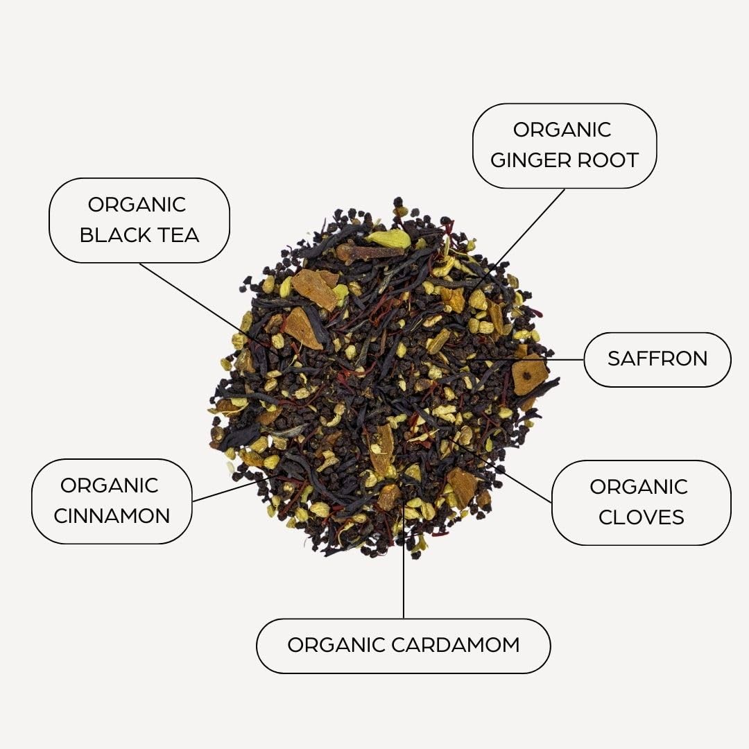 Saffron Chai Tea Assam Black Tea Blend with Afghan Saffron, Highly Caffeinate…