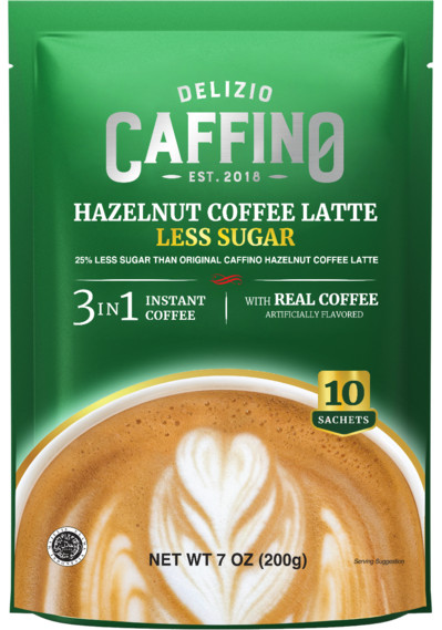 2 PACK DELIZIO CAFFINO HAZELNUT COFFEE LATTE 3 IN 1 INSTANT COFFEE WITH MILK