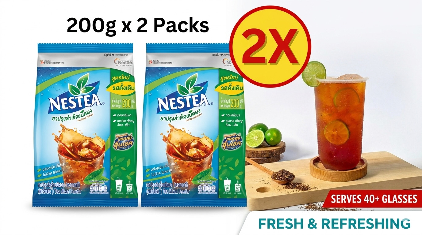 NESTEA Unsweetened Black Tea Powder Pack of 2 | 400g Instant Pure Keto Drink