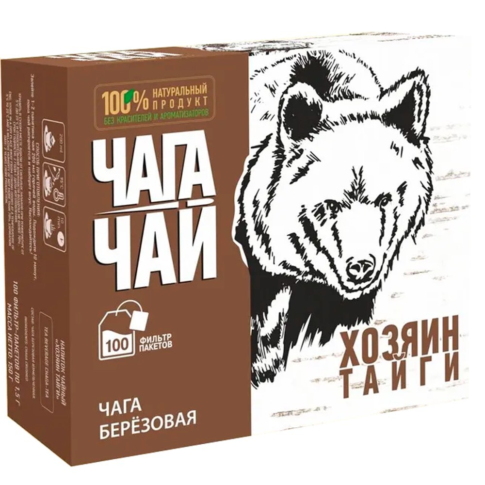 Natural Chaga Tea “The Master of the Taiga” 100 tea bags