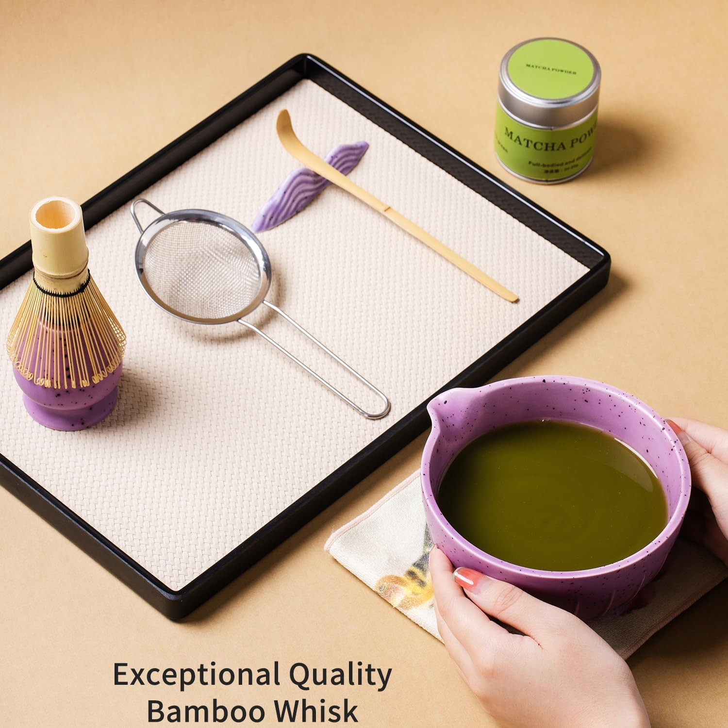 7Pcs Japanese Matcha Tea Set, Matcha Kit with Matcha Bowl (With Pouring Spout),