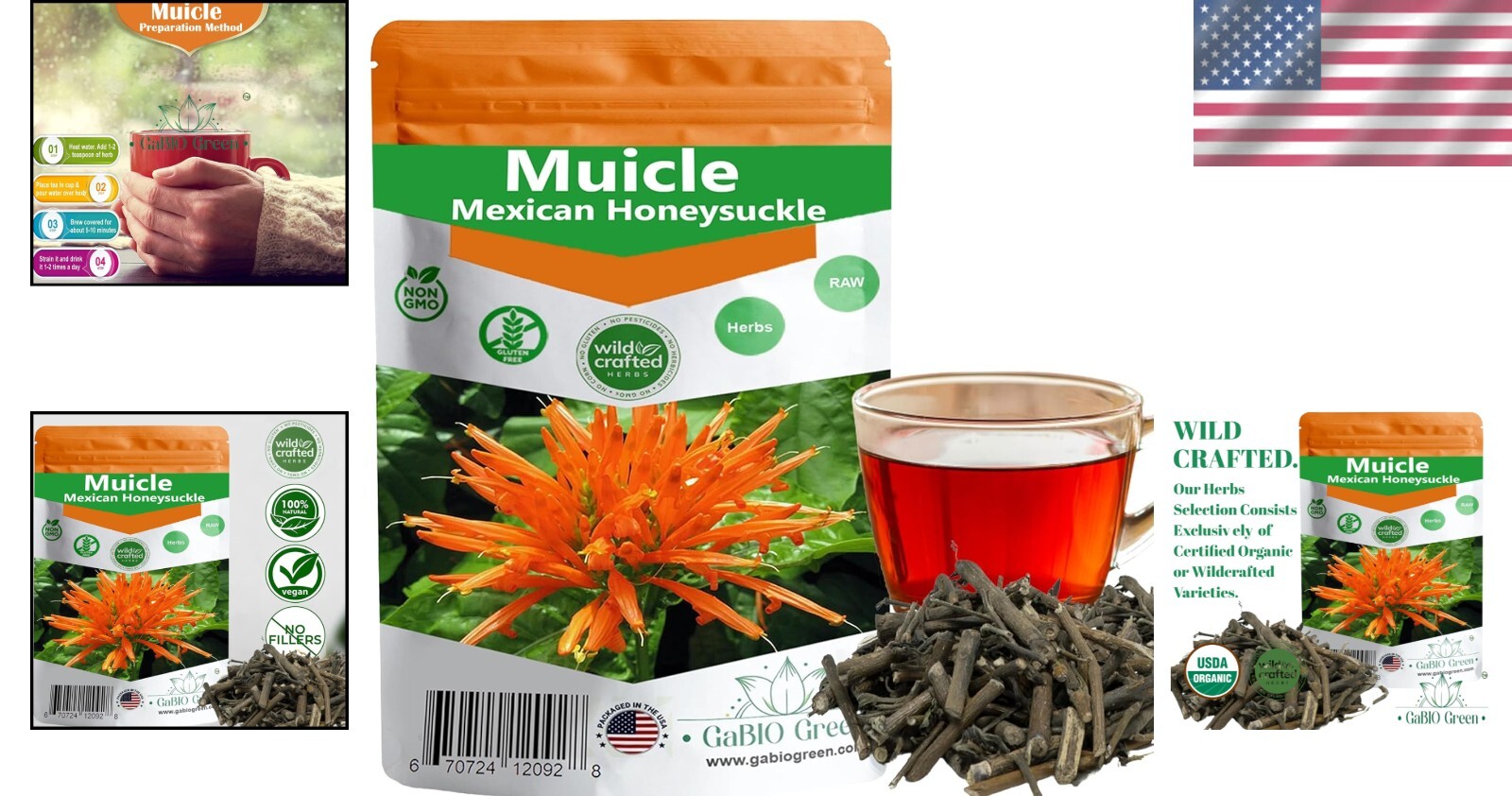 Muicle Mexican Honeysuckle Hierba tea 2 oz 100 % natural ,Gabio Green herbs (2 o