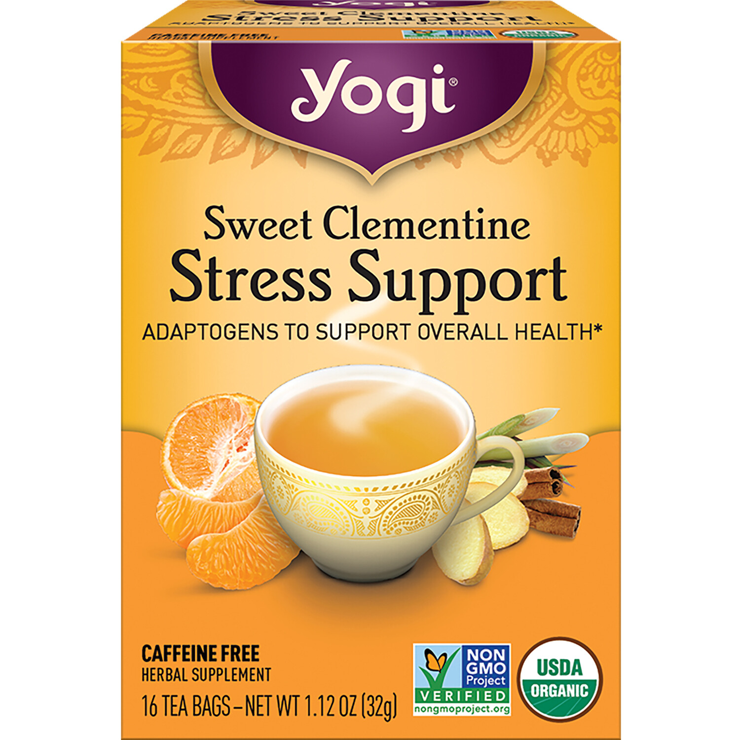 Yogi Tea – Sweet Clementine Stress Support (4 Pack) – 64 Organic Herbal Tea Bags