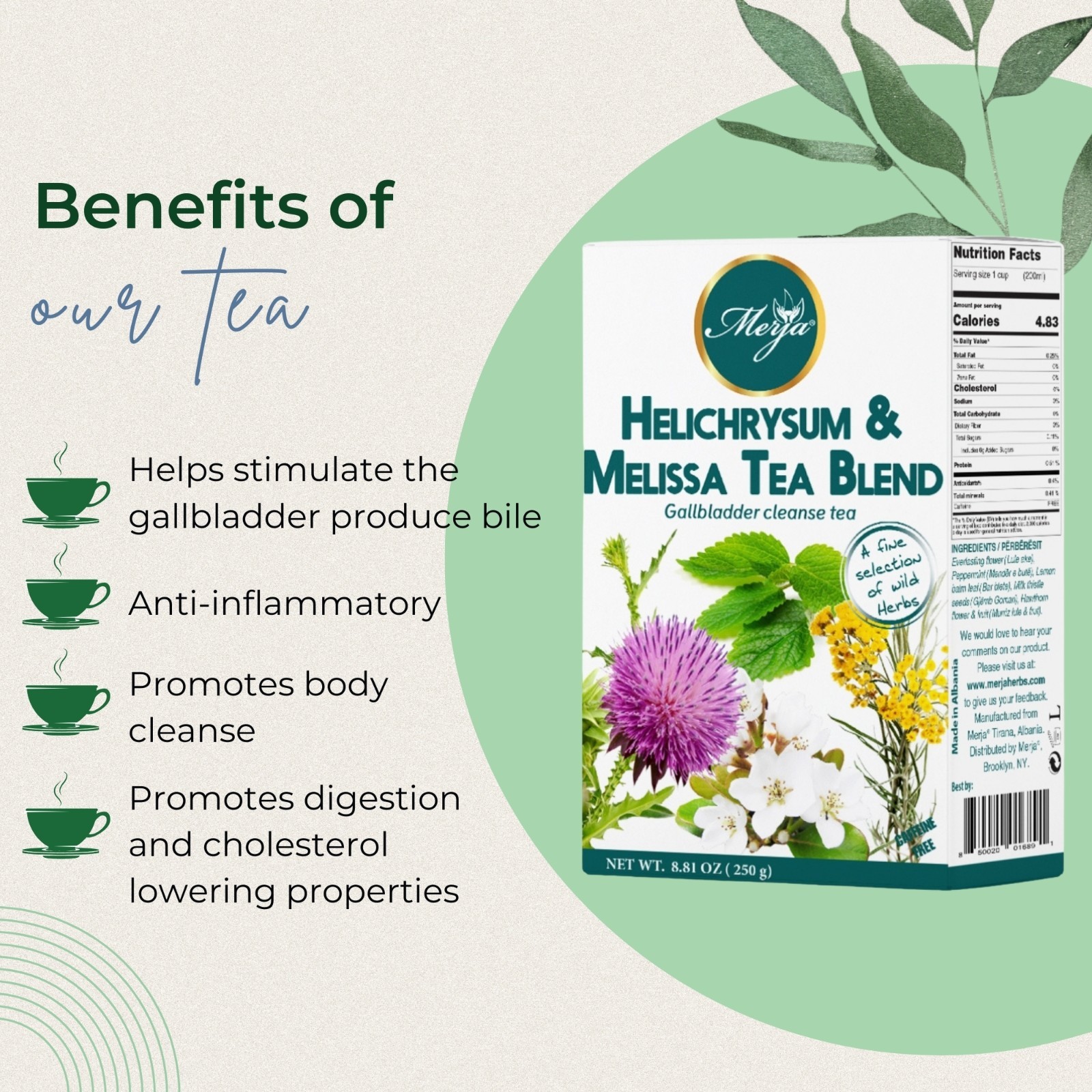 Helichrysum & Melissa Tea – Gallbladder Cleanse – Loose Tea – 100% Natural Tea