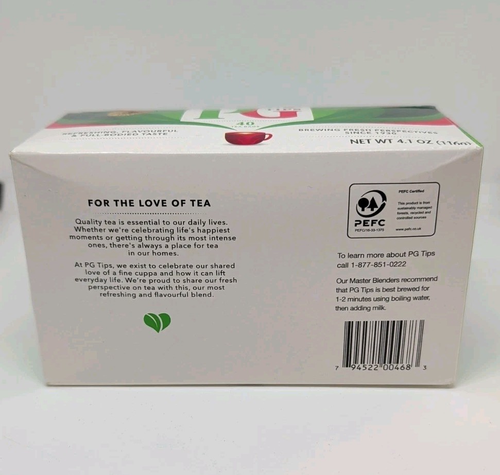 Experience PG Tips Black Tea, 40 Count Non-Pyramid Bags for Tea Lovers