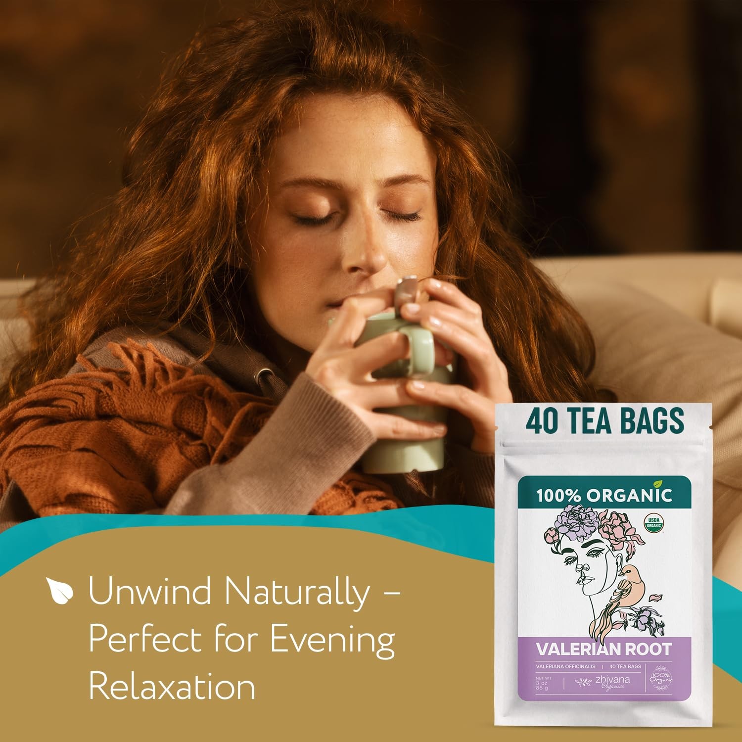 Valerian Root Tea Organic 40 Tea Bags Valeriana Herb – Calming Herbal Infusi…