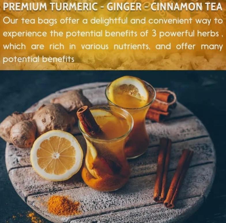 Hand-made Blend Vegan 120PCS Turmeric Ginger Cinnamon Tea 100% Natural Tea Bags