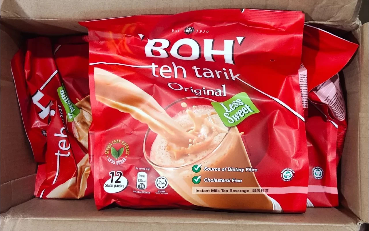 3x BOH Teh Tarik 3 in 1 Instant Milk Tea Malaysia Less Sugar 12 Sachet 27g each