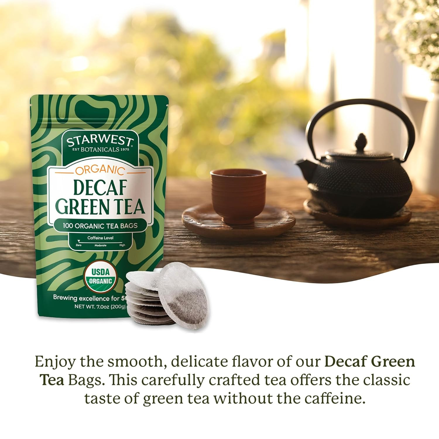 Starwest Botanicals Organic Decaf Green Tea – Decaffeinated Herbal Tea, Caffeine