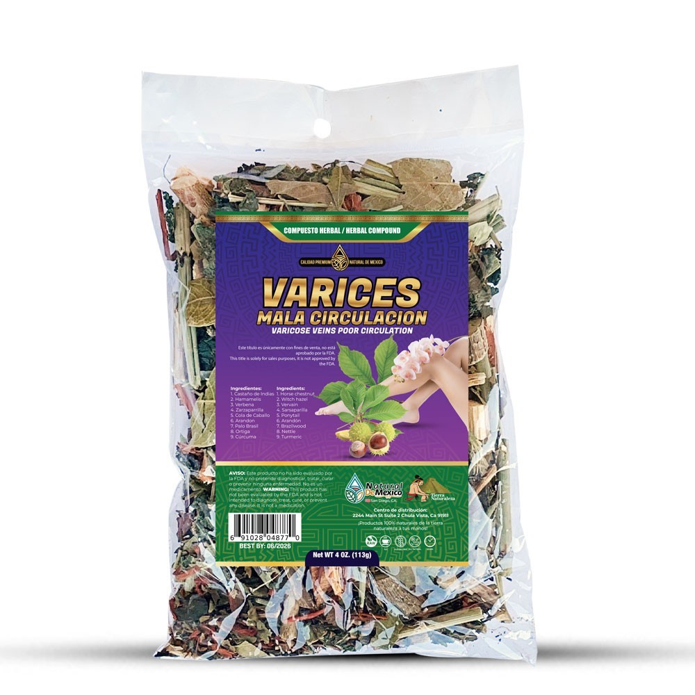 Varices, Compuesto Herbal Te, 4 oz. Varicose Tea 4 Oz. Natural de Mexico