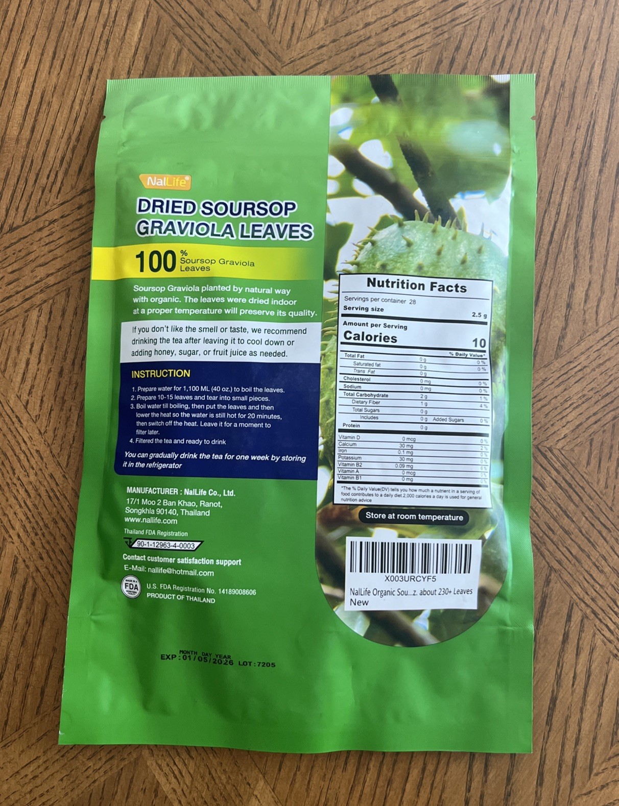 NalLife Organic Soursop Graviola Leaves For Tea – 2.53 oz (about 230+ leaves)