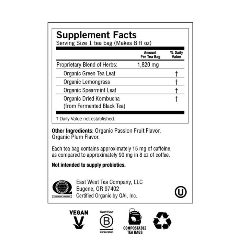 Yogi Tea Green Tea Kombucha, Contains-Caffeine Green Tea Bags, 16 Count x 2 Pack