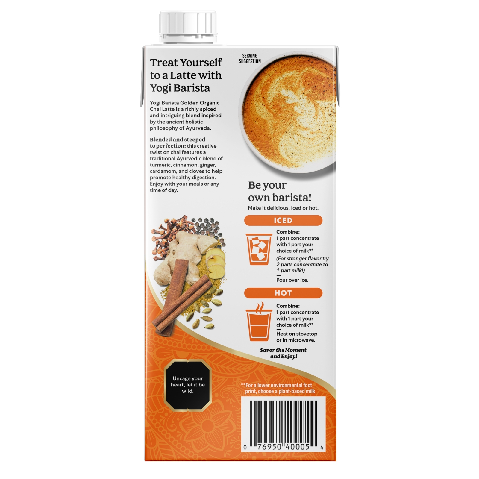 Yogi Barista Golden Organic Chai Latte – 32oz (6 Pack) – Supports Digestion