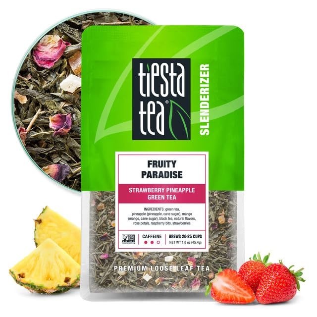 Fruity Paradise Strawberry Pineapple Green Tea – Loose Leaf, 20-25 Cups