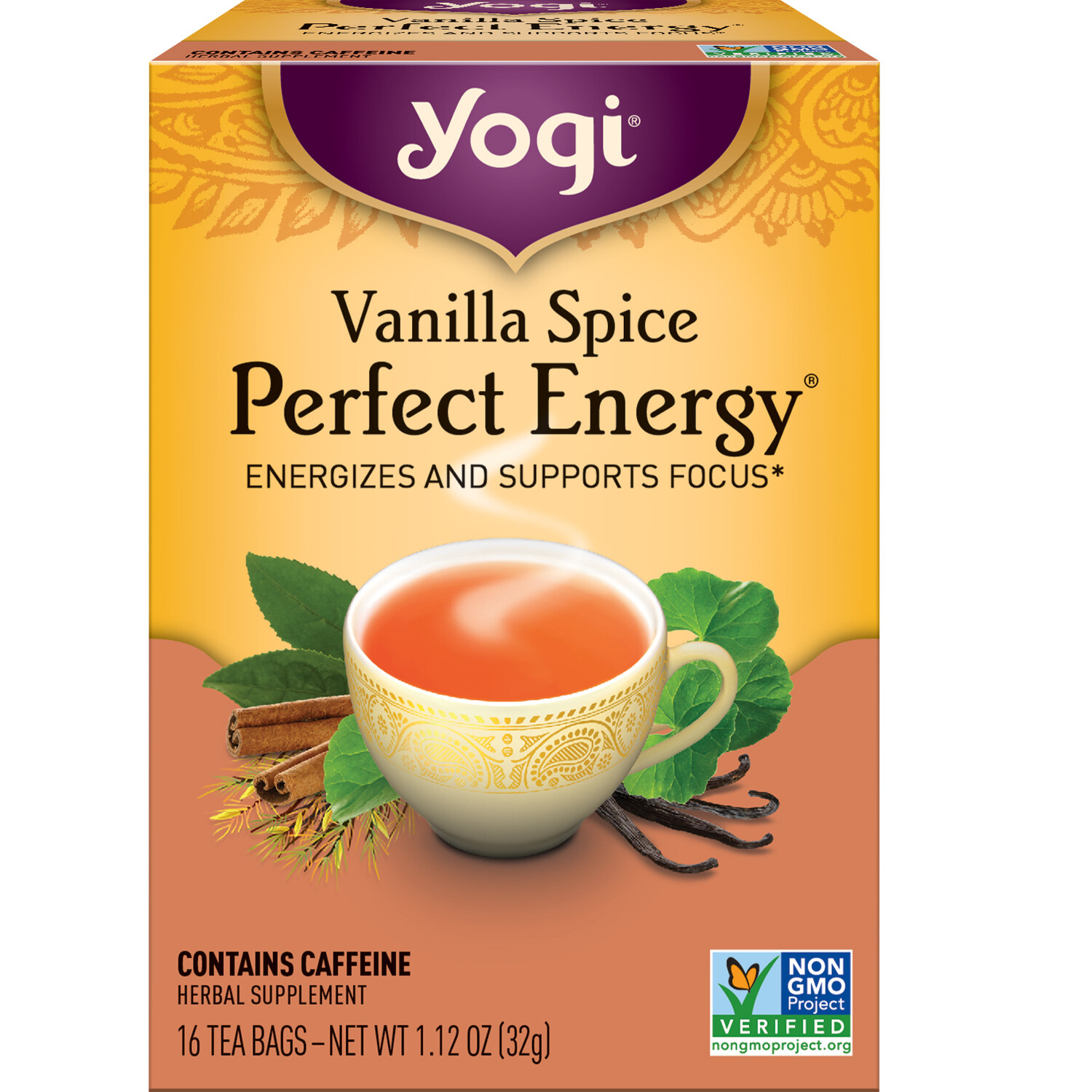 Yogi Tea Vanilla Spice Perfect Energy Tea (4 Pack) Contains Caffeine 64 Tea Bags