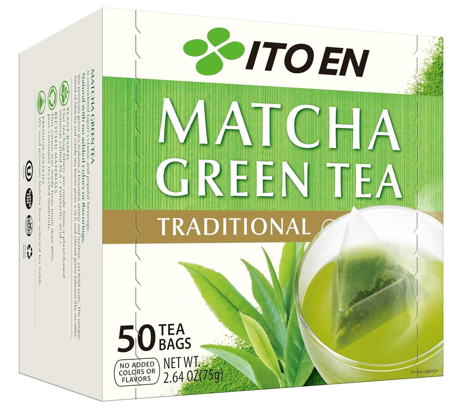 Matcha Green Tea Bags – 50 Count Energizing Zero Calorie Brew for Hot or Iced