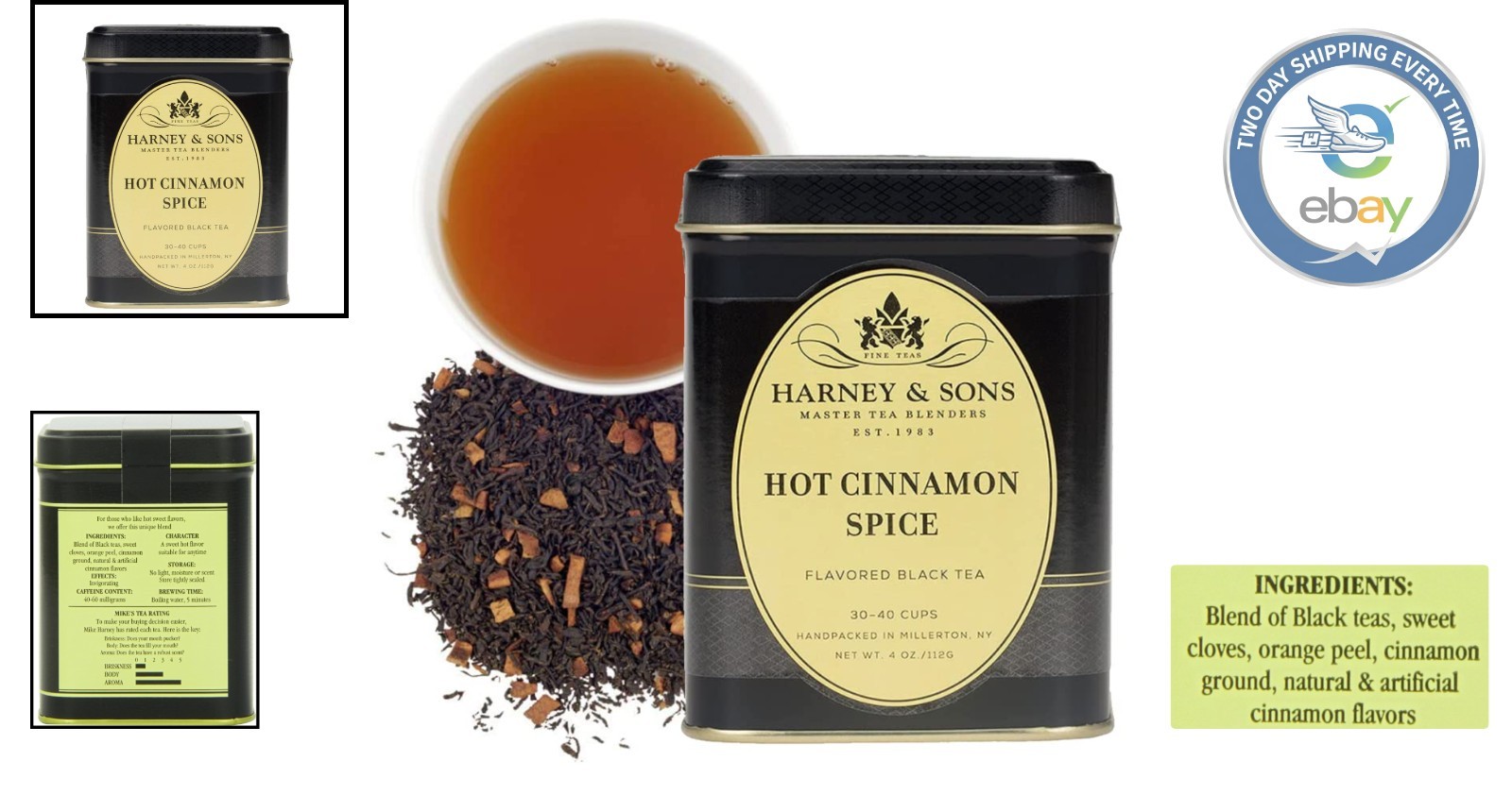 4 Ounce Hot Cinnamon Spice Black Tea – Infused with Aromatic Cinnamon