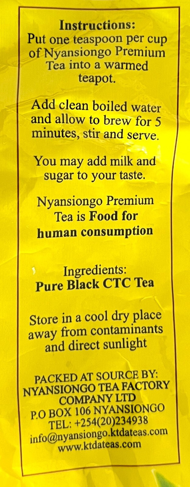 Kenya Premium Black Tea – Loose leaf Direct from Factory Unblended 8.5oz -(240g)
