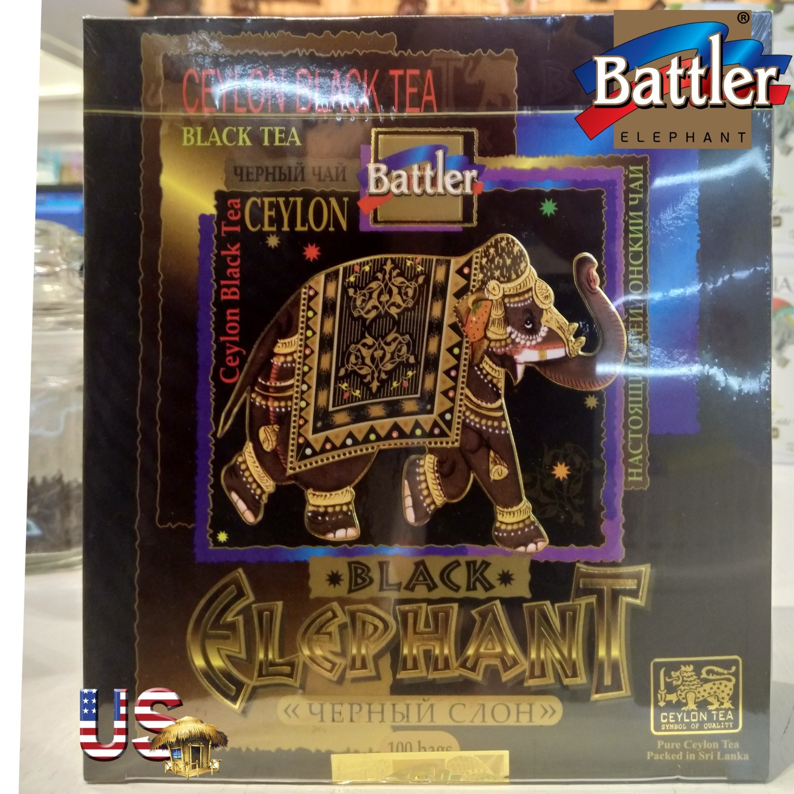 Ceylon Pure Black Battler Tea Black Elephant 100 tea Bags 200 g From sri Lanka