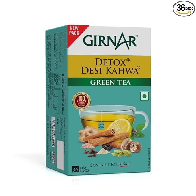 Girnar Detox Green Tea – Desi Kahwa (36 Tea Bags) 90g
