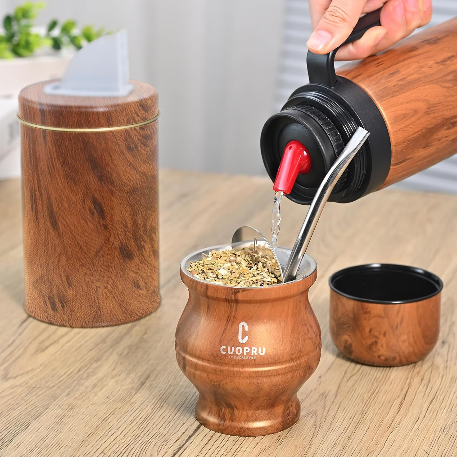 Yerba Mate Cup – Mate Gourd Set Includes Double Walled Stainless Steel Tea Cup,