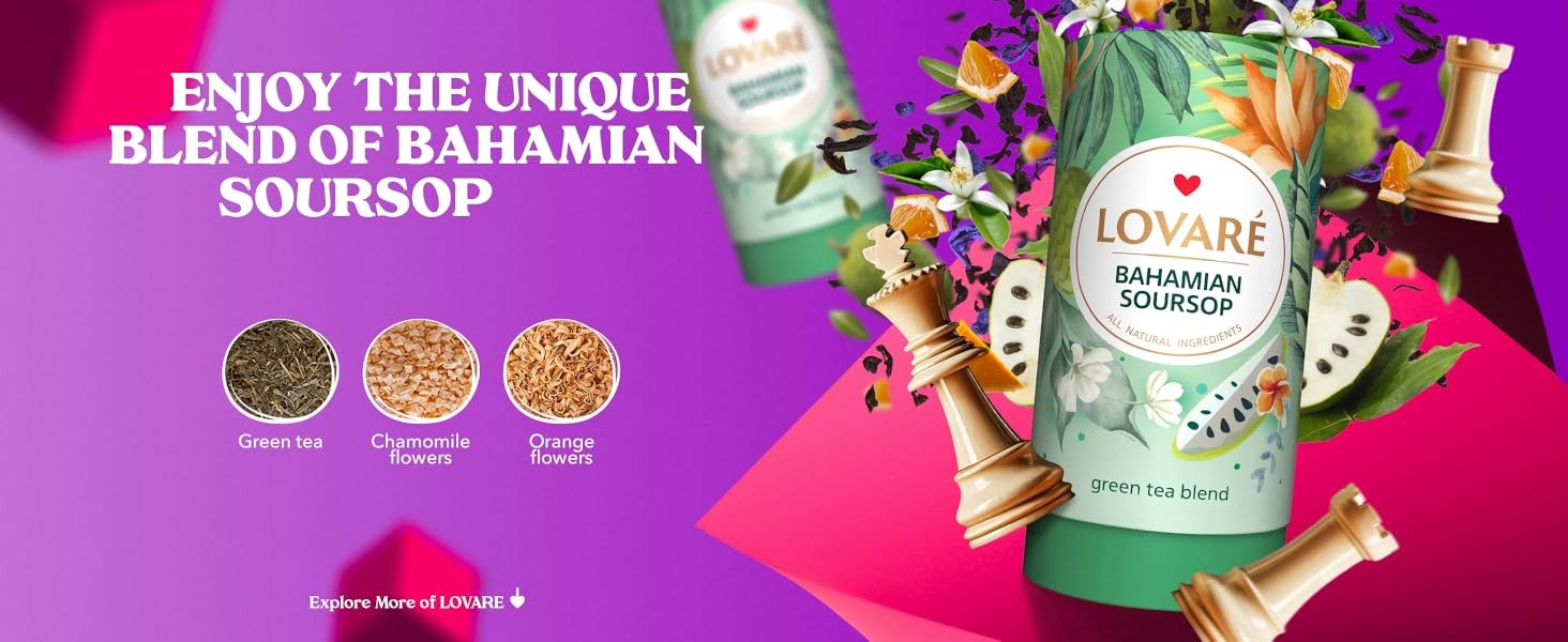 Bahamian Soursop Loose Leaf Tea – 80 g Premium green tea blend with Pieces &