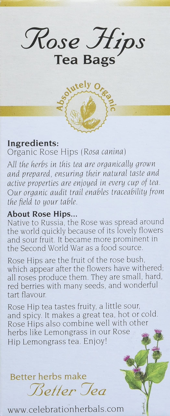 Rose HIPS Tea Organic 24 Bag 0.02 Pound