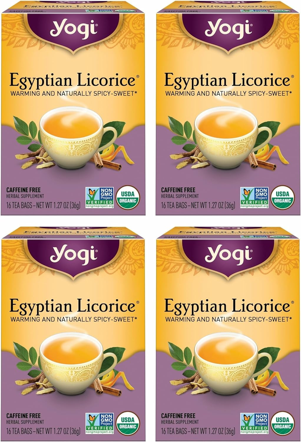 Tea Egyptian Licorice Tea – 16 Tea Bags per Pack (4 Packs) – Organic Licorice Te