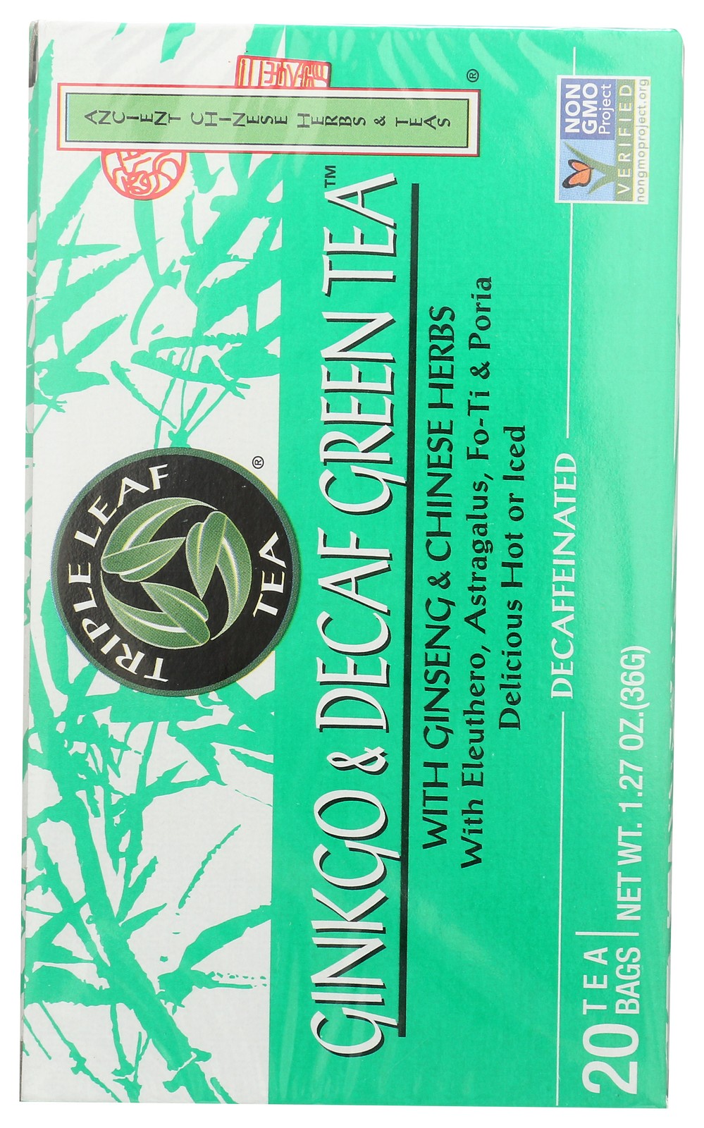 Triple Leaf Tea Ginkgo Decaf Green With Ginseng And Chinese Herbs 20 3 Pack