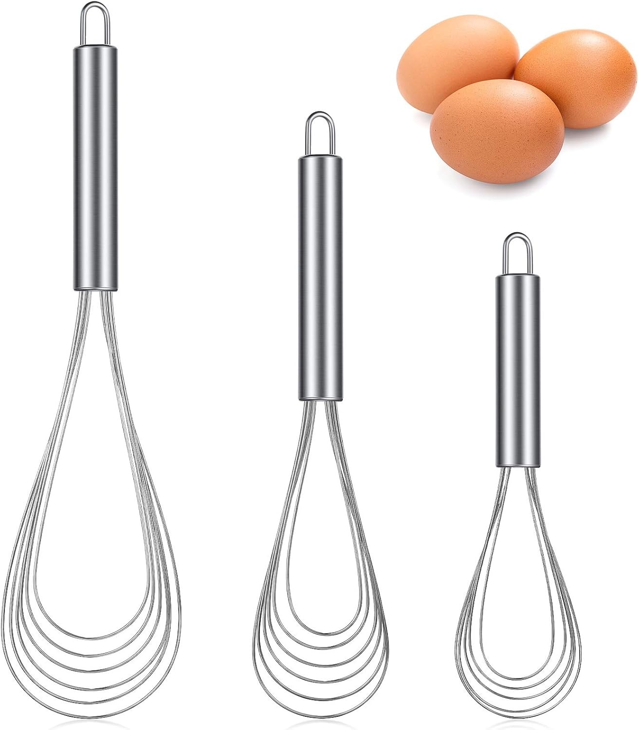Patelai 3 Pieces Stainless Steel Kitchen 8 Inch,10 Inch,11.6 Inch, Silver