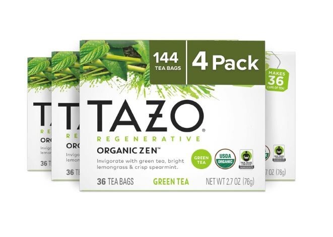 TAZO Regenerative Organic Zen Green Tea Bags, 36 Count (Pack of 4)