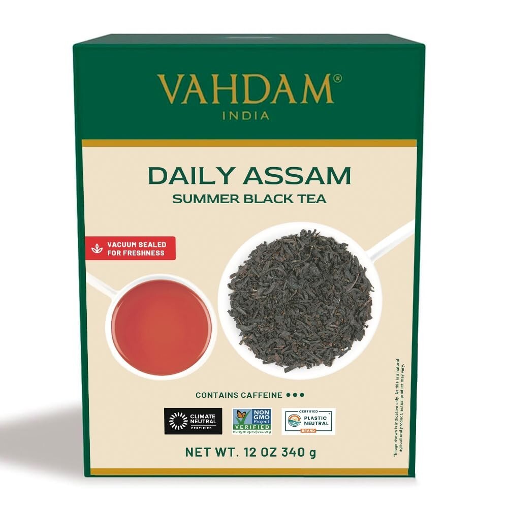 Assam Black Tea Leaves 340g/12oz 170+ Servings | High Caffeine, Non GMO, Glut…