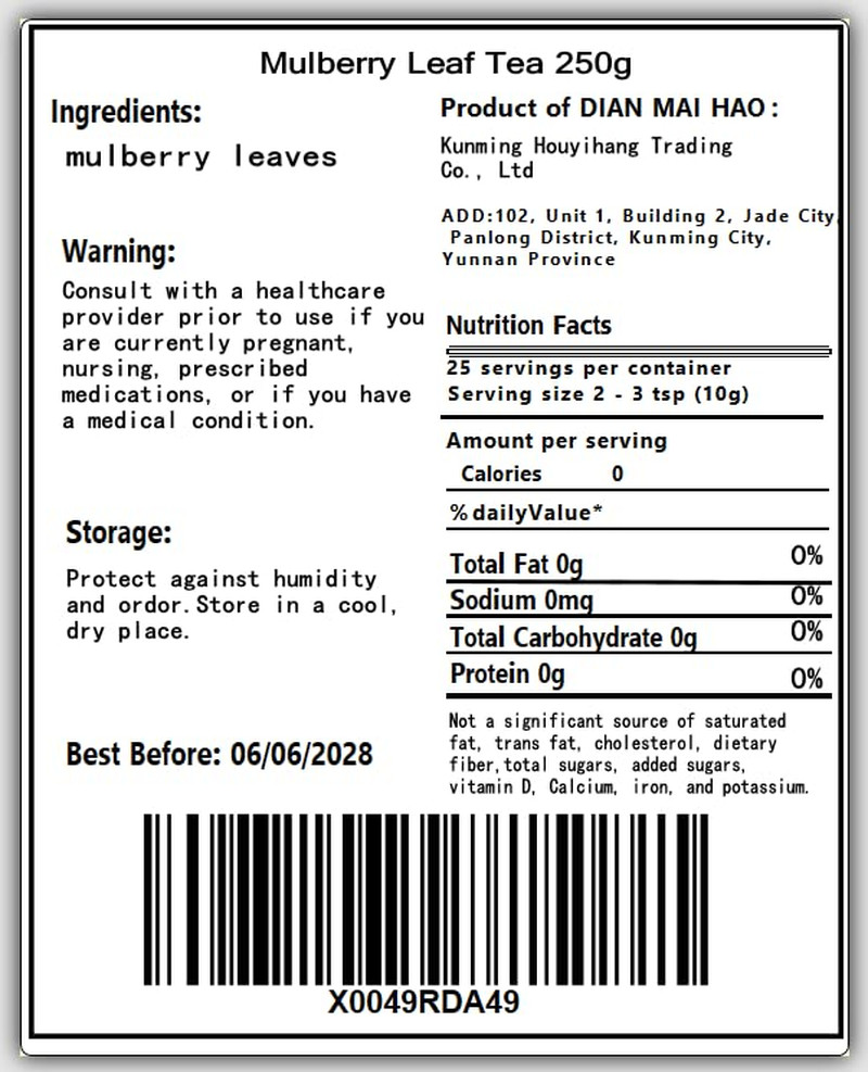 8.81Oz/250Gmulberry Leaves Tea Premium Natural Mulberry Leaf Tea Sun-Dried Mulbe