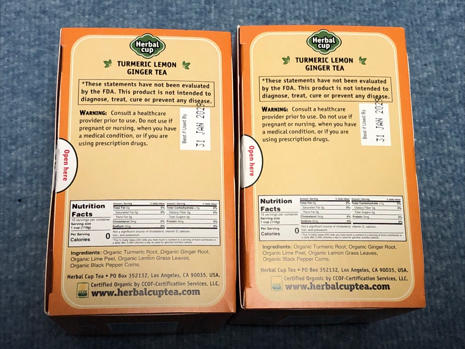 2 PACK – Cup Ayurveda Turmeric Tea, Organic Lemon Ginger No Caffeine NEW