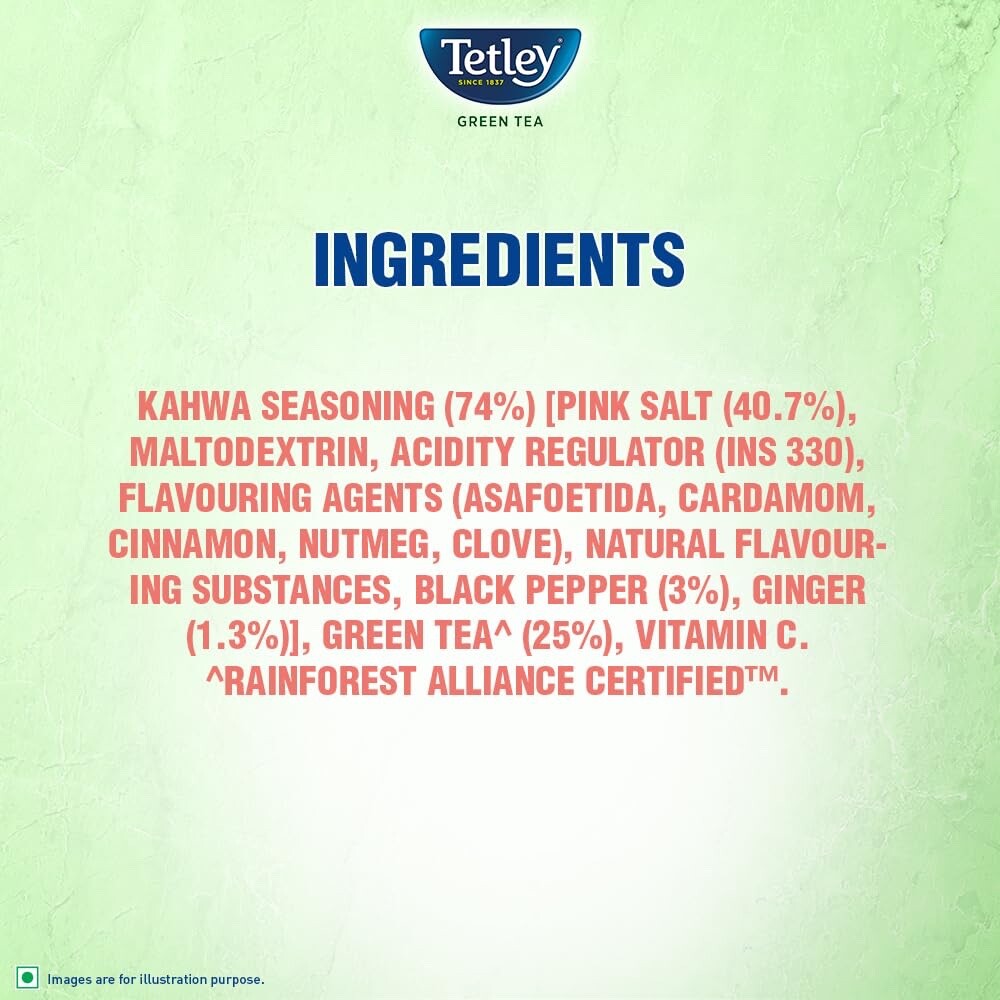 Tetley Green Tea Immune Kahwa with Pink Salt, Ginger, Cardamom Spiced green tea