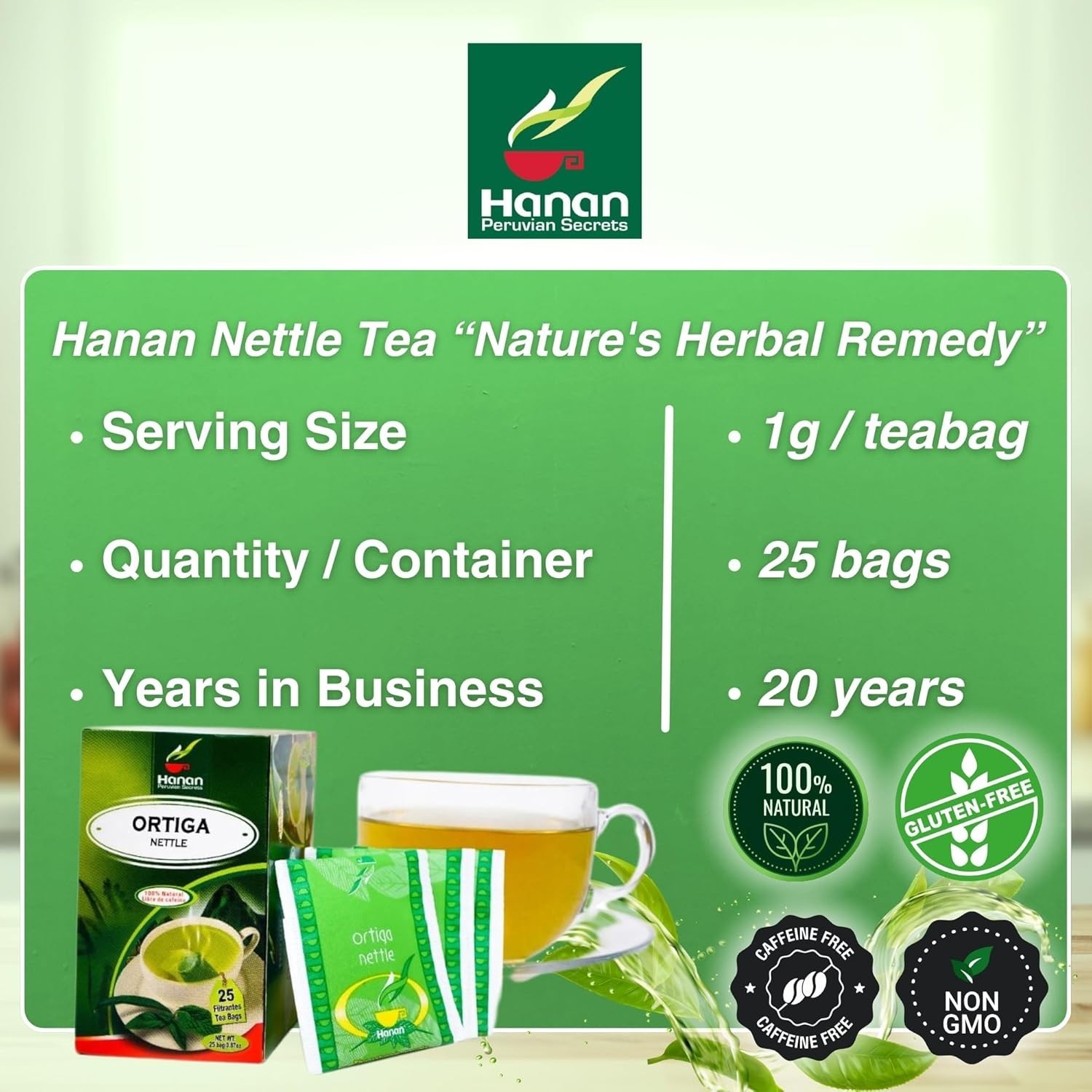 Nettle Tea – 25 Tea Bags of Stinging Nettle Leaf and Root – All-Natural Herba…