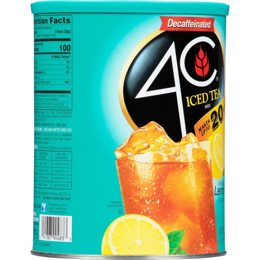 4C Decaf Iced Tea Mix, Lemon, 47.2 oz, 1 Ct