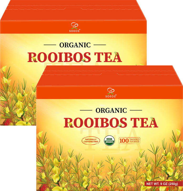 Organic Rooibos Tea,100 Teabag, 9oz (250g), 2 Packs,Total Weight of 18 oz (500g)