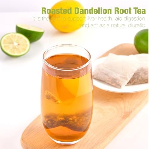 50 Bags Roasted Dandelion Root Tea Bags, 2.5/Bags, Natural Dried Dandelion..