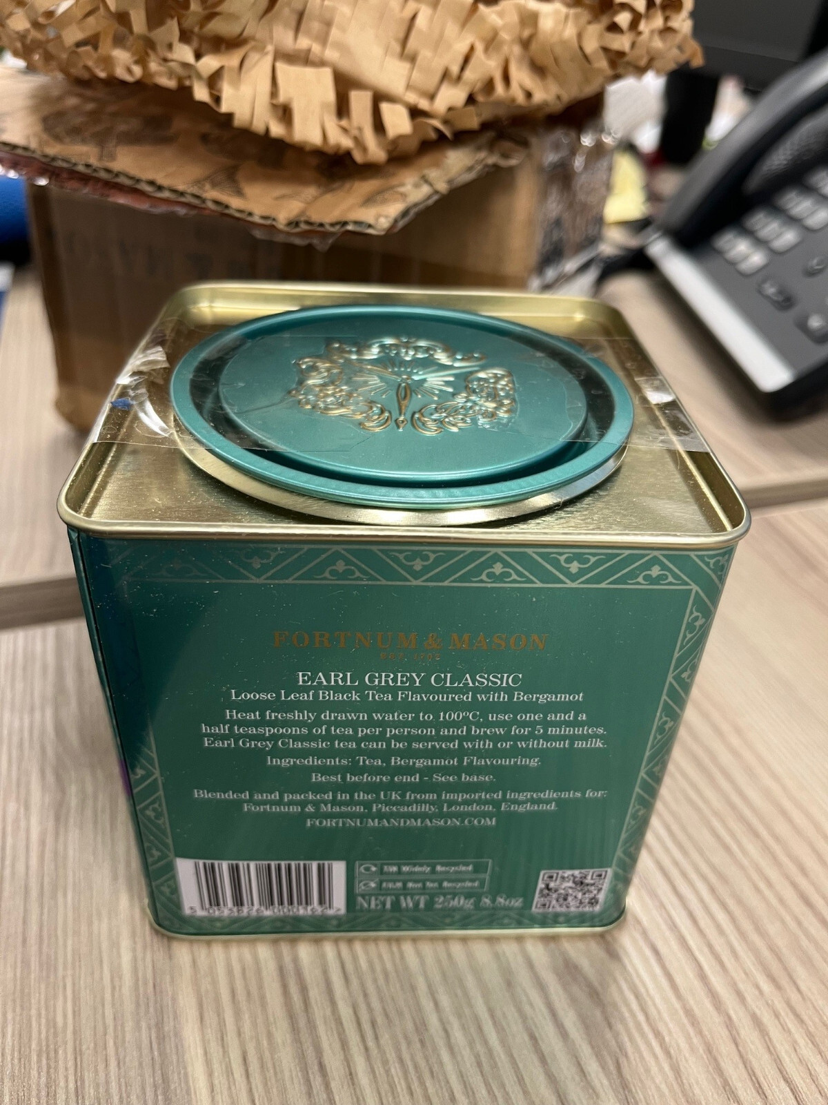 Fortnum and Mason UK Earl Grey Classic Tea, 250g Loose Leaf Caddy
